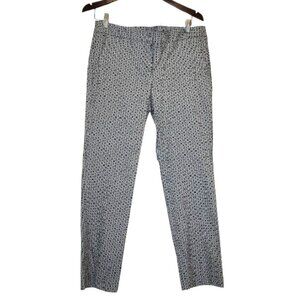 Audrey & Celine Black and White Pattern Stretchy, Slim Cut Straight Leg Pants 10